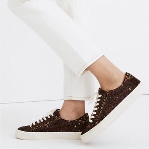 Madewell Sidewalk Low Top Leopard Print Calf Hair Sneakers